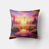 天上の熱帯庭園に臨むゴールデンクロス クッション (裏面)