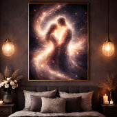 天上の絆 – 抽象的な宇宙のカップルアート ポスター