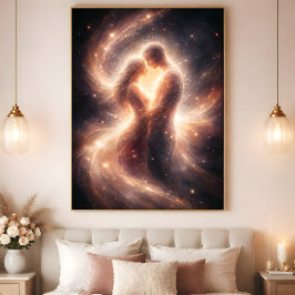 天上の絆 – 抽象的な宇宙のカップルアート ポスター