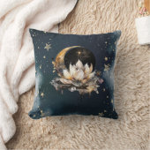 天上の金色の太陽、月、星蓮華の夜空 クッション (ブランケット)