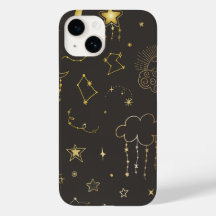 天上の金色の星、月と星座