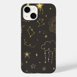 天上の金色の星、月と星座 Case-Mate iPhone 14ケース
