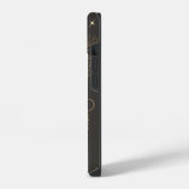 天上の金色の星、月と星座 iPhoneケース (左側面)