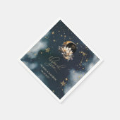 天上の金色太陽、月、星蓮華の夜空  スタンダードカクテルナプキン (角)