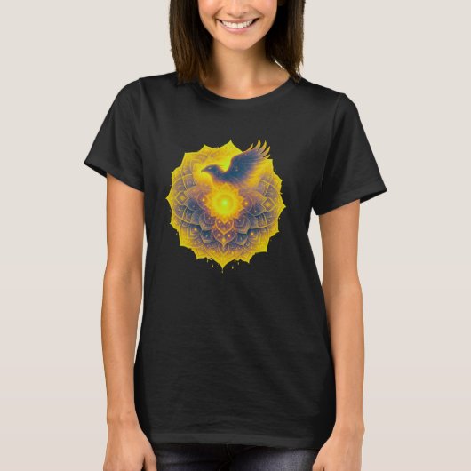 天上の鷲の曼荼羅 スピリチュアル エネルギー Tシャツ (正面)