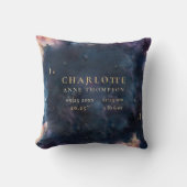 天上ギフト誕生統計Keepsake Navy子供部屋 クッション (正面)