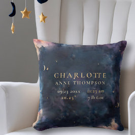 天上ギフト誕生統計Keepsake Navy子供部屋 クッション