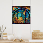 天上ステンドグラスのアートワークのポスター ポスター (キッチン)