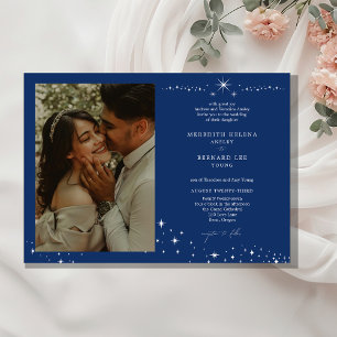 天上フォーマルのエレガントな結婚式の写真水平 招待状