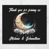 天上半月星月夜エレガント月 スパークリングワインラベル (シングルラベル)