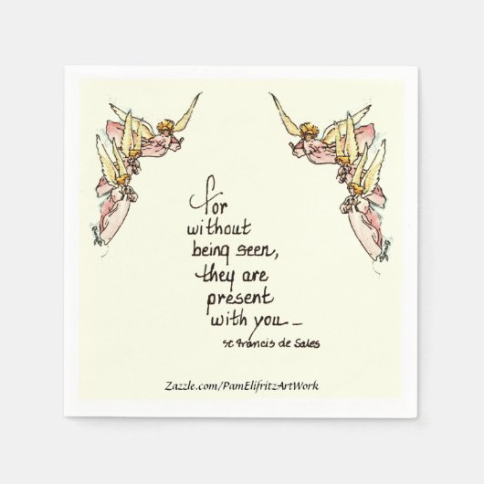 天上天使とことわざスケッチ心地よい スタンダードカクテルナプキン (正面)