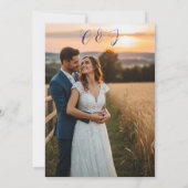 天上結婚式の招待テンプレート-深いブルー&シリコン 招待状 (裏面)