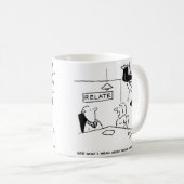 天井に座っている気まずい夫。おもしろい コーヒーマグカップ (正面右)