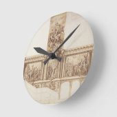 天井の壁と階段(ペン、茶色)のデザイン ラウンド壁時計 (傾斜)