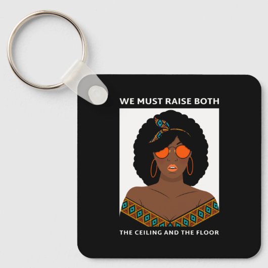 天井の床を上げるBLM女性の権利 キーホルダー (正面)