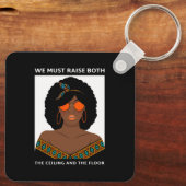 天井の床を上げるBLM女性の権利 キーホルダー (裏面)