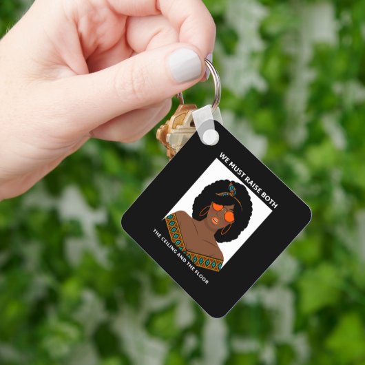 天井の床を上げるBLM女性の権利 キーホルダー (手)