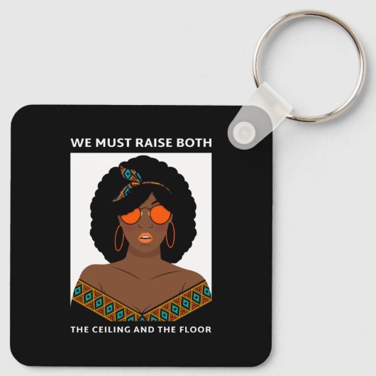 天井の床を上げるBLM女性の権利 キーホルダー (裏面)