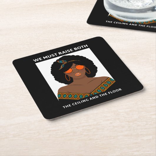 天井の床を上げるBLM女性の権利 スクエアペーパーコースター (アングル)