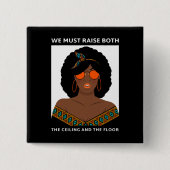 天井の床を上げるBLM女性の権利 缶バッジ (正面)