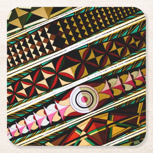 天井カラフル構スペインの造 スクエアペーパーコースター (正面)