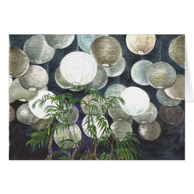 天井- lからつるすライスペーパーランプ (正面横)