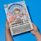 天体のお祭り：ライトブルーの宇宙飛行士 招待状