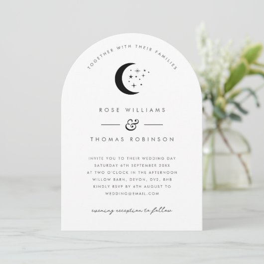 天体のアーチ形状結婚式招待状写真 招待状 (スタンド正面)