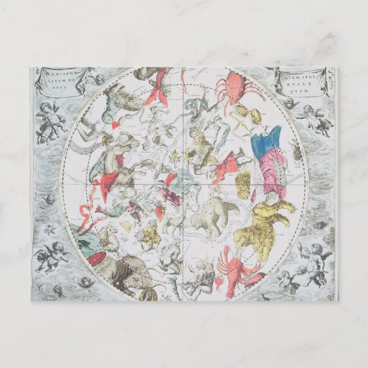 天体のシンボルや象徴を示す〔占星術の〕十二宮図 ポストカード (正面)