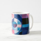 天体のシンメトリ:幾何形状青とピンク コーヒーマグカップ (正面右)