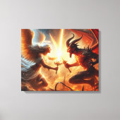 天体の衝突：赤と金ゴールド キャンバスプリント (正面)