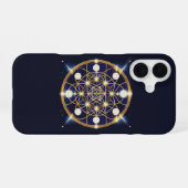 天体の調和 - グリッドの中の光 iPhone 16ケース (裏面横)