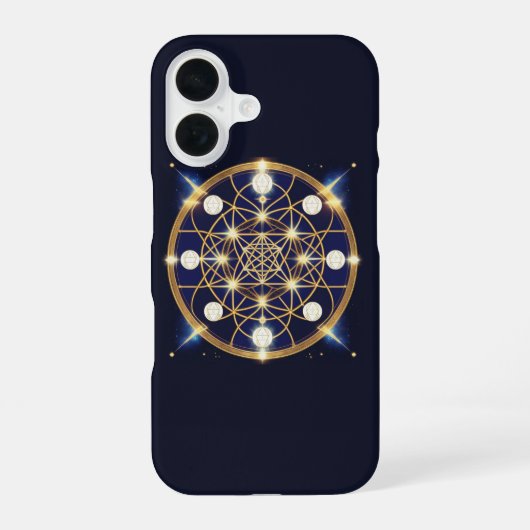 天体の調和 - グリッドの中の光 iPhone 16ケース (裏面)