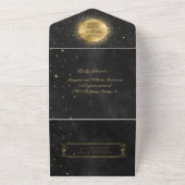 天体の金ゴールド結婚（ENVは必要ない） オールインワン招待状 (外側)