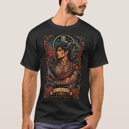 天体をモチーフにした男らしいさそり座デザイン Tシャツ