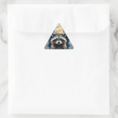 天体アライグマ 水彩 月 森 アート 三角形シール (バッグ)