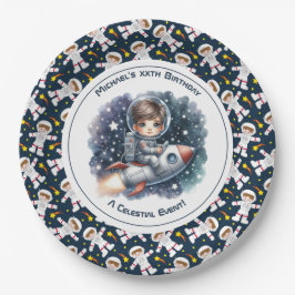 天体イベントスペースをテーマにした誕生日パーティー ペーパープレート