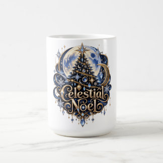 天体クリスマスの月と星のコーヒーマグ コーヒーマグカップ