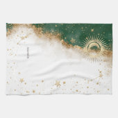 天体ゴールドサンアンドムーン星グリーン キッチンタオル (横)