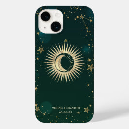 天体ゴールドサンアンドムーン星グリーン Case-Mate iPhone 14ケース