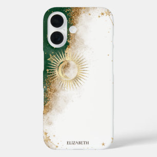 天体ゴールドサンアンドムーン星グリーン iPhone 16ケース
