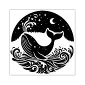 天体ザトウクジラ波デザイン ラバースタンプ (インプリント)