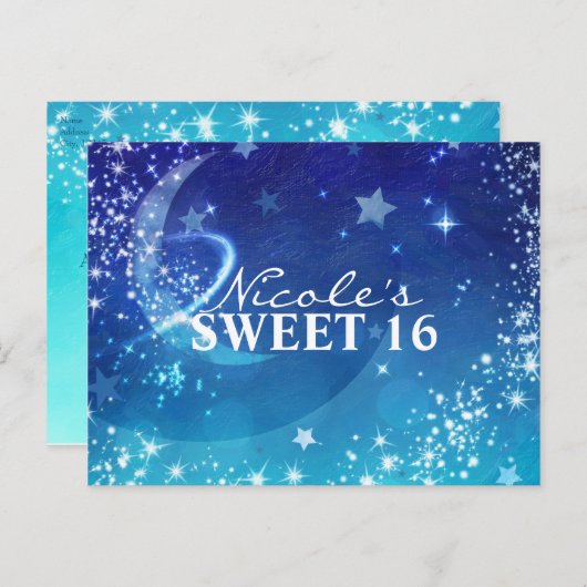 天体ショー 月のスパークルパーティー 保存日付のお知らせ 案内ポストカード (正面/裏面)