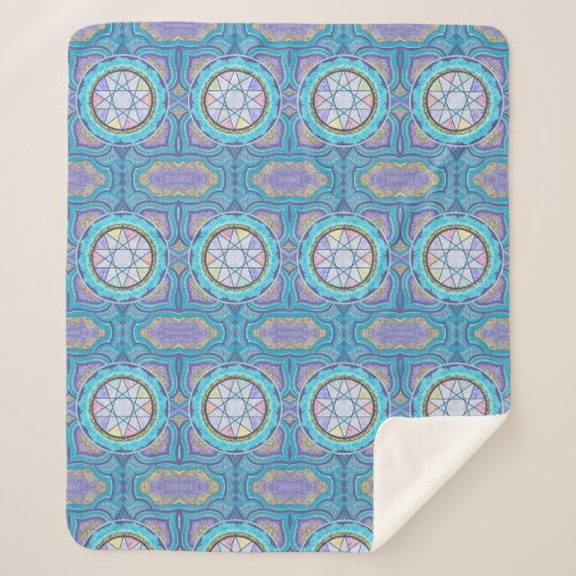 天体ジオメトリポータル | 神秘的マンダラ シェルパブランケット (正面)