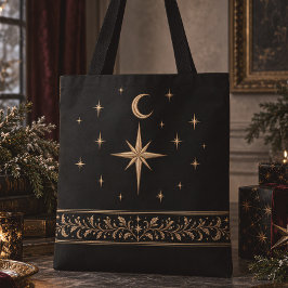 天体スター月ゴシッククリスマス トートバッグ