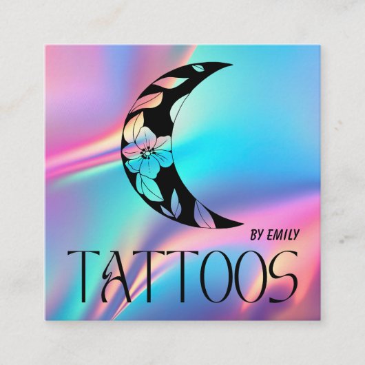 天体タトゥーサロンムーンホログラフィー スクエア名刺 (正面)