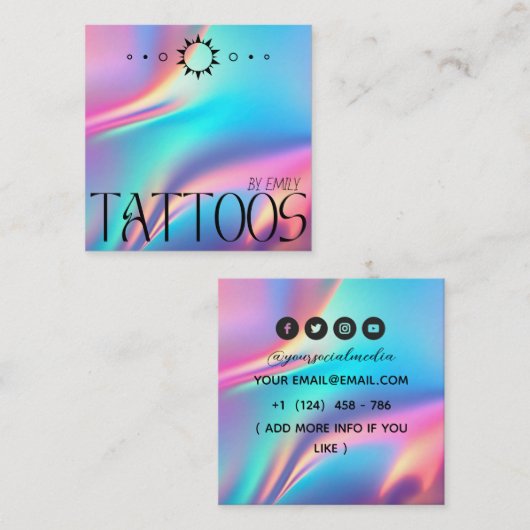 天体タトゥーサロンムーンホログラフィー スクエア名刺 (正面/裏面)