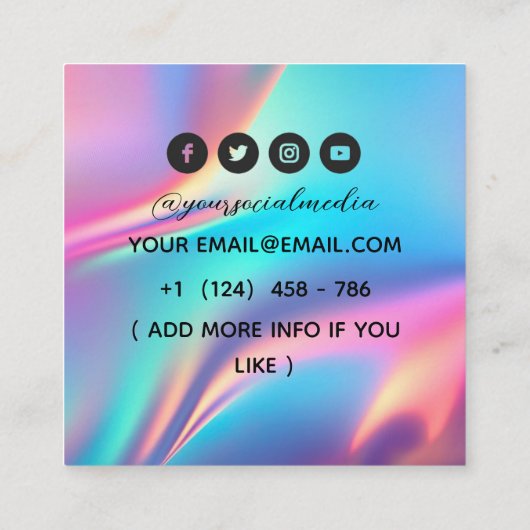 天体タトゥーサロンムーンホログラフィー スクエア名刺 (裏面)