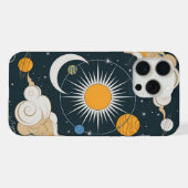 天体デザイン - 神秘的な太陽、月、惑星 iPhoneケース (裏面横)