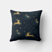 天体トナカイと金の星のオーナメント クッション (裏面)